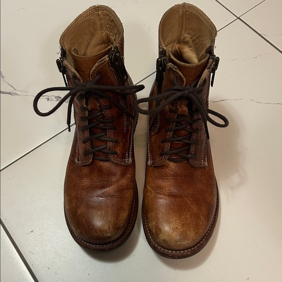 BED|STU ladies 7.5 genuine distressed artisan leather bench made moto boots - Picture 3 of 5